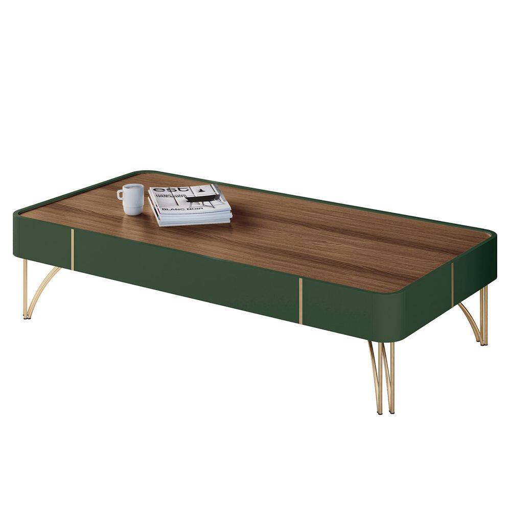 Mesa de Centro Para Sala Pés de Aço Alane H01 Pistache/Castanho - Mpozenato