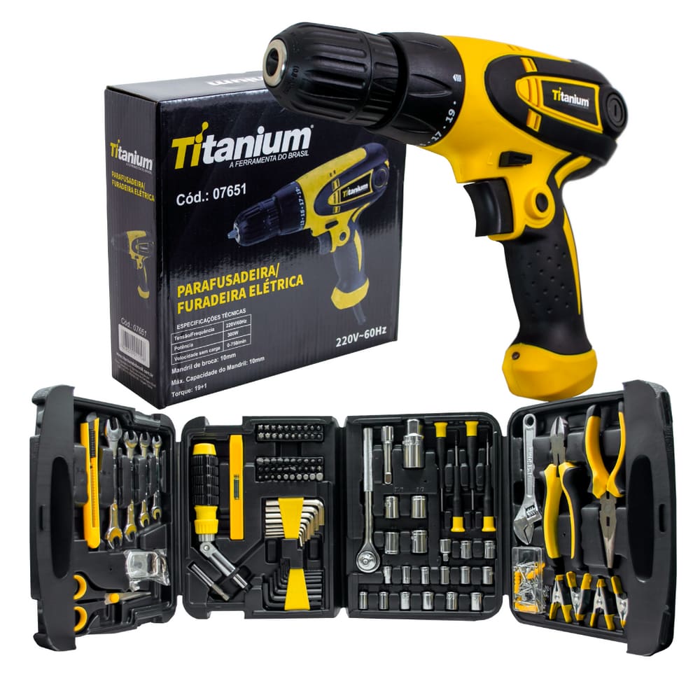 Parafusadeira e Furadeira 3/8 Com Kit de Ferramentas 189 Peças Fasterr