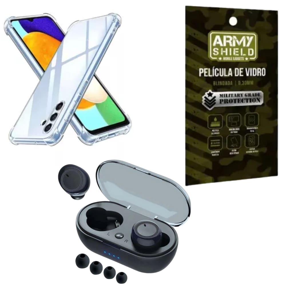 Capa Para Galaxy S25 + Fone Bluetooth + Pelicula de Vidro 3D - Armyshield