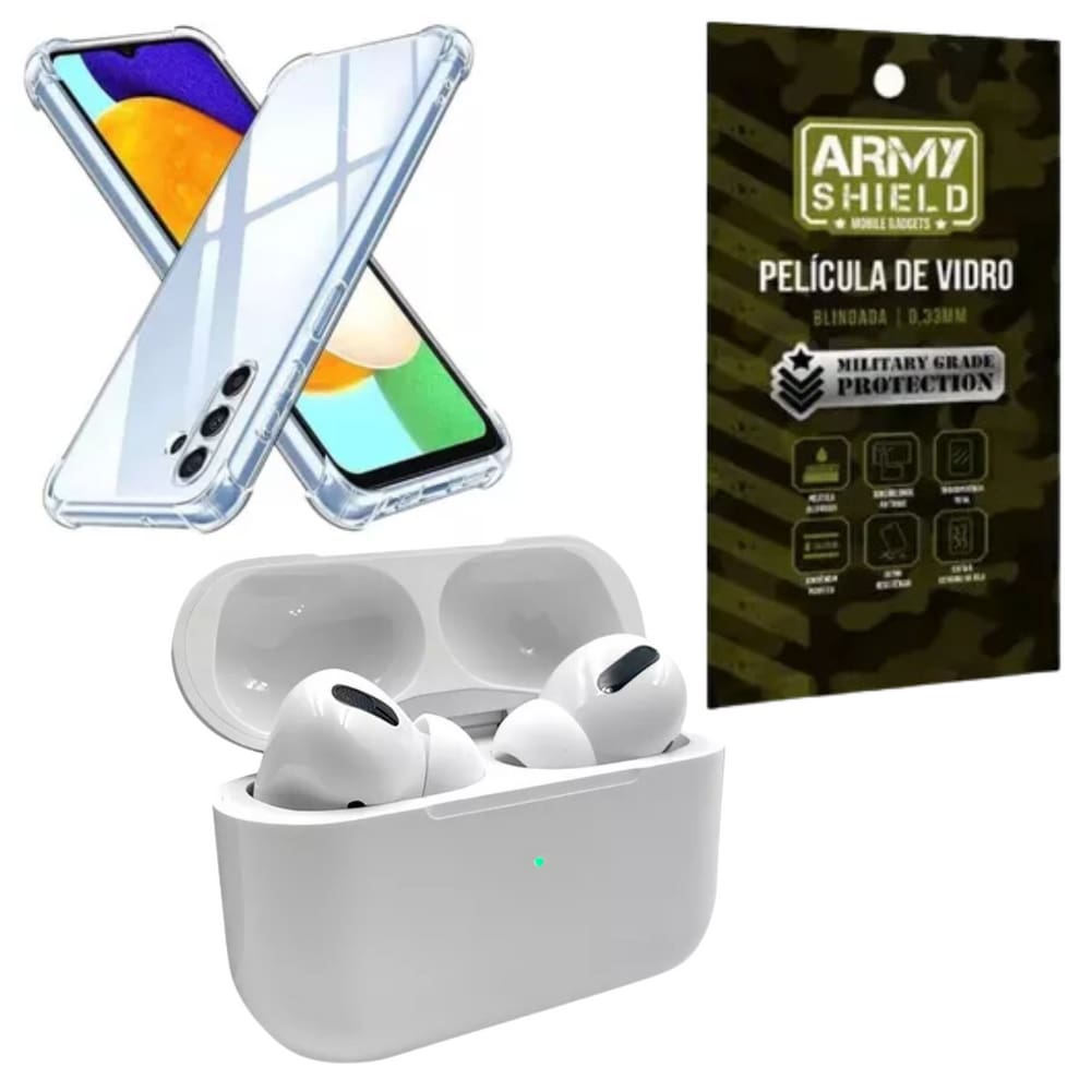 Capa Para Galaxy S25 Ultra + Fone Bluetooth + Pelicula de Vidro 3D - Armyshield