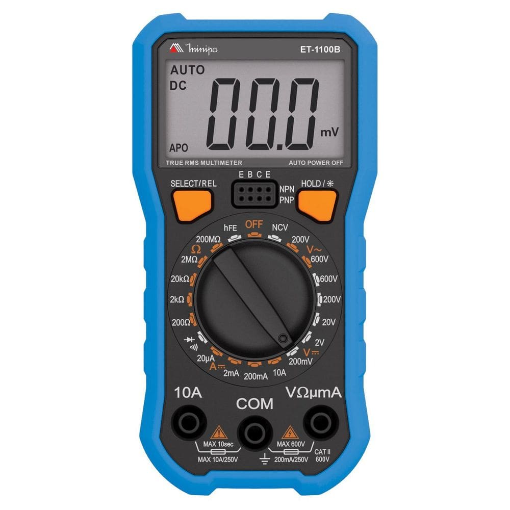 Multímetro Digital 600V 200Mohms Resistência ET-1100B Minipa