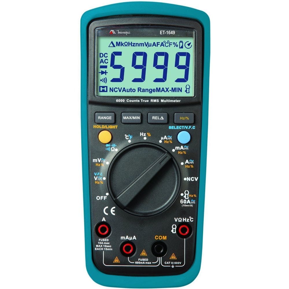 Multímetro Digital 600V True Rms, Ncv, Capacitância, Frequência, Filtro Vfc ET-1649 Minipa