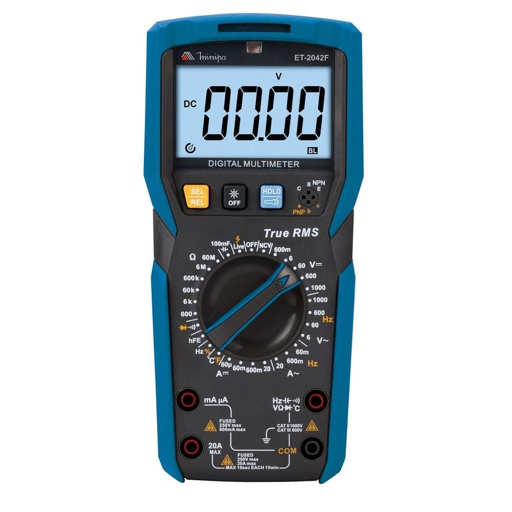 Multímetro Digital 600v True Rms, Temperatura, Ncv/Live, Capacitância, Frequência ET-2042F Minipa