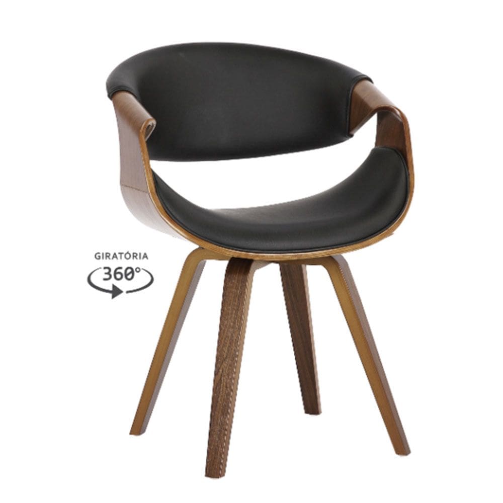 Cadeira Nicole Base Giratoria - PU Preta
