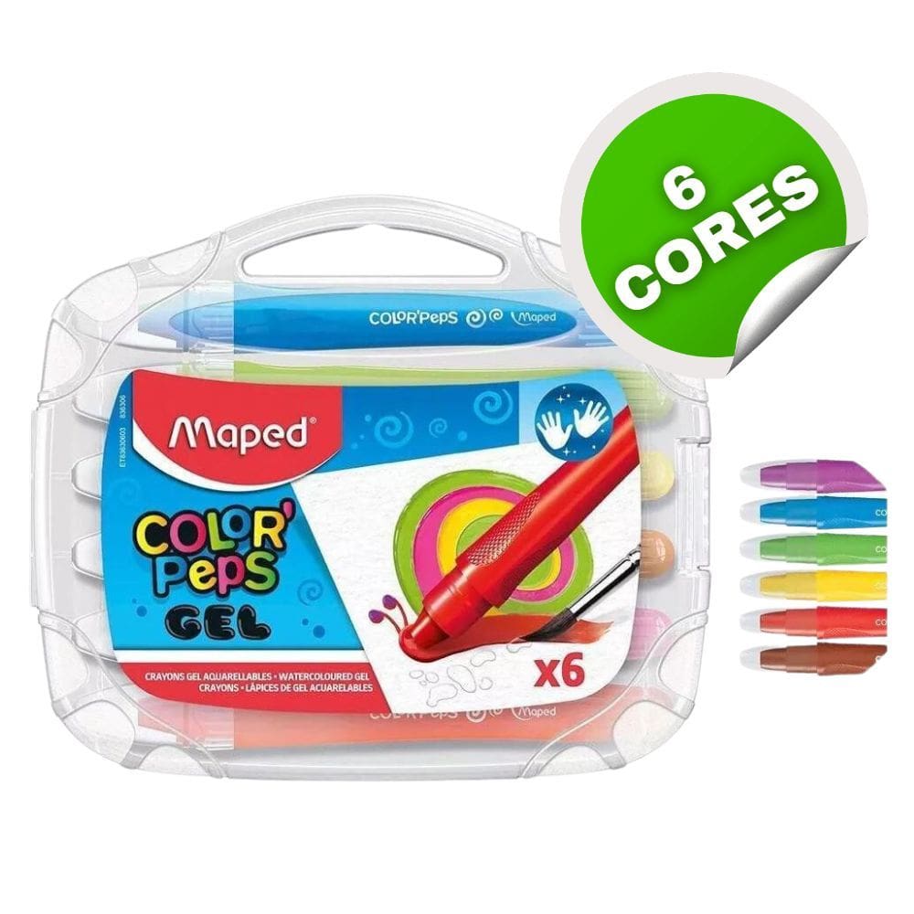 Giz De Cera Gel Retrátil Maped 6 Cores Vibrantes Aquarelável