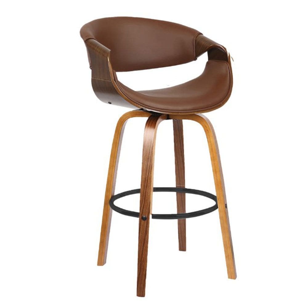 Banqueta Nicole Base Madeira - Pu Marrom