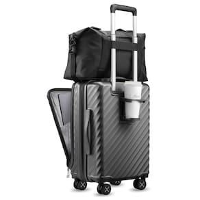 Bagagem de mão LUGGEX de 20 polegadas com porta-copos e bolso frontal