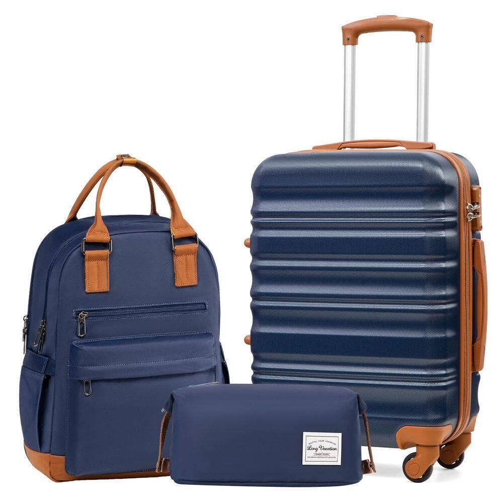 Conjunto de bagagem LONG VACATION, concha de ABS de 3 peças com fechadura TSA