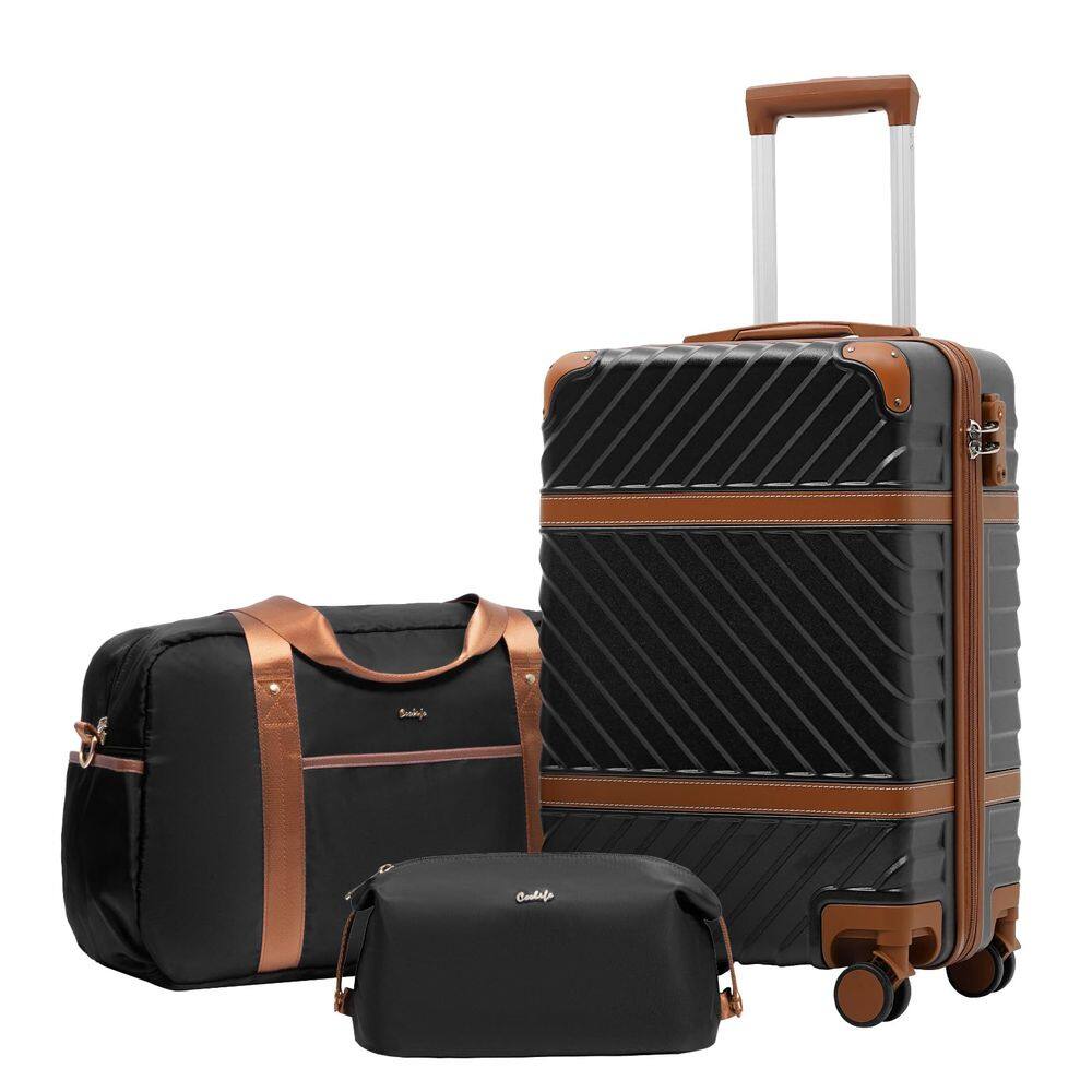Conjunto de bagagem Coolife PC Hardshell com rodas giratórias TSA Lock