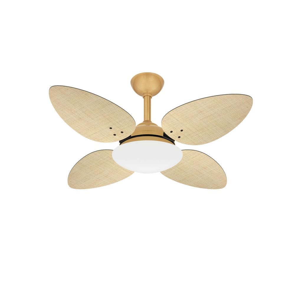 Ventilador Teto Pétalo Dourado 4 Pás Palha Turbo Ventax 220V