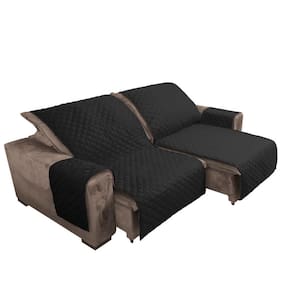 Capa De Sofá 2,20M Retratil Reclinavel Preto Com Bolso 2L