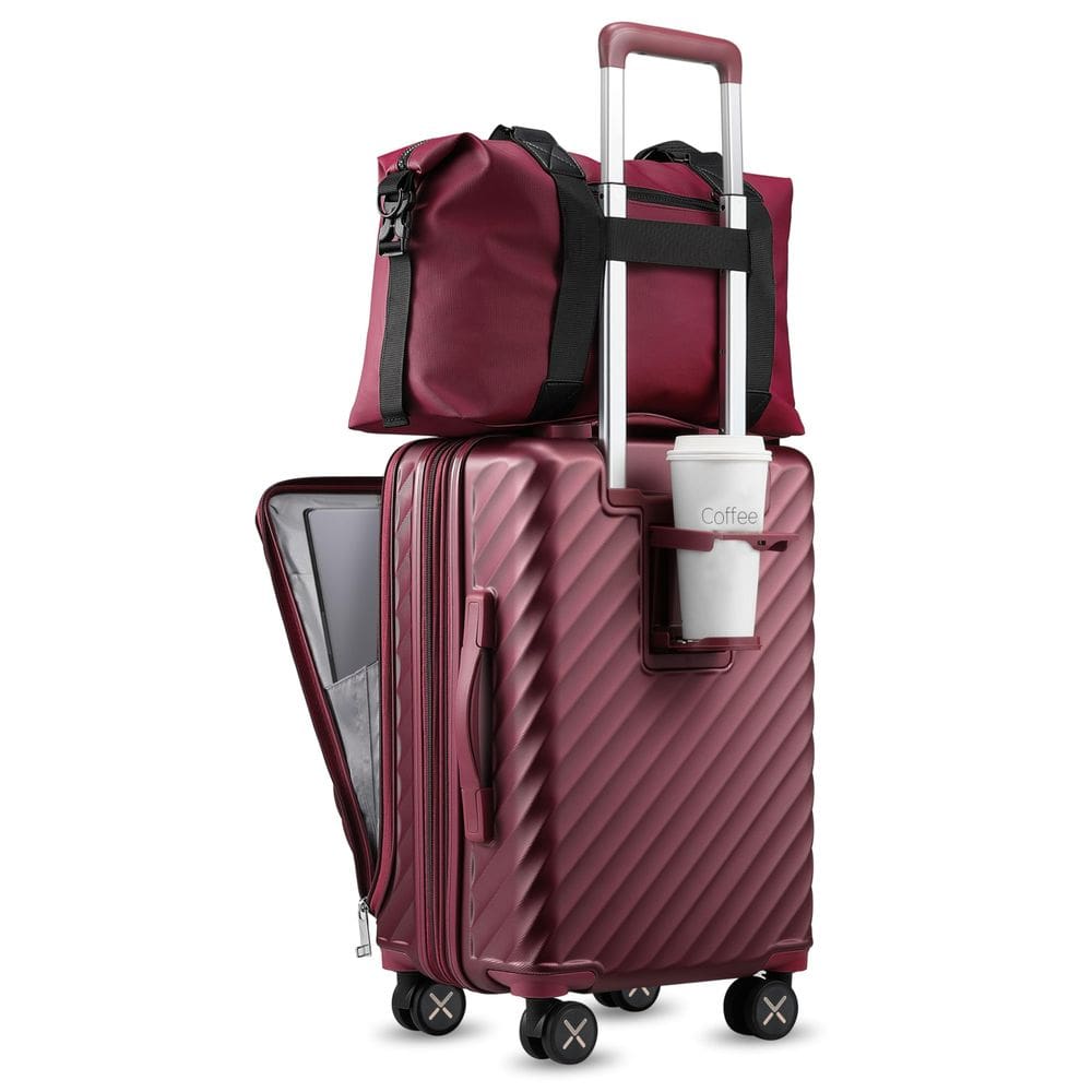 Bagagem de mão LUGGEX de 20 polegadas com porta-copos e bolso frontal
