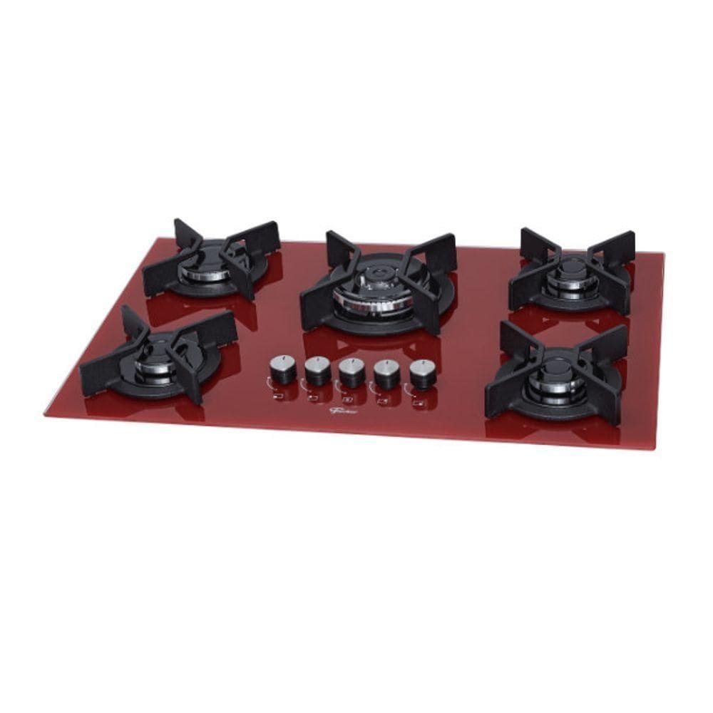 Fogão Cooktop Fischer 5Q TC Infinity Gás Mesa Vidro Rouge Bivolt
