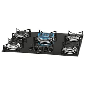 Fogão Cooktop Fischer 5Q TC Gás Mesa Vidro Preto Bivolt