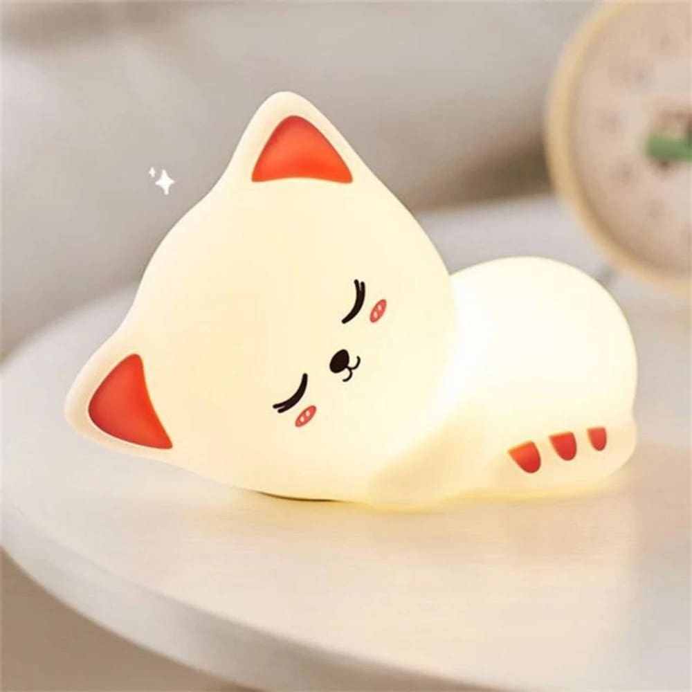 Luminária De Gatinho Fofinho em Silicone Recarregável RGB