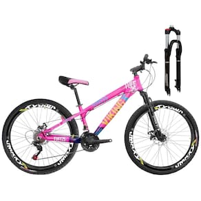 Bicicleta Aro 26 Viking Tuff25 21V Freio Disco Susp com Trava Grau