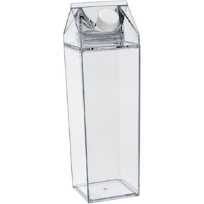 GARRAFA CAIXA DE LEITE LEITEIRA HOME&CO COM DUAS TAMPAS ACRILICO 1L 26x7x7cm TRANSPARENTE