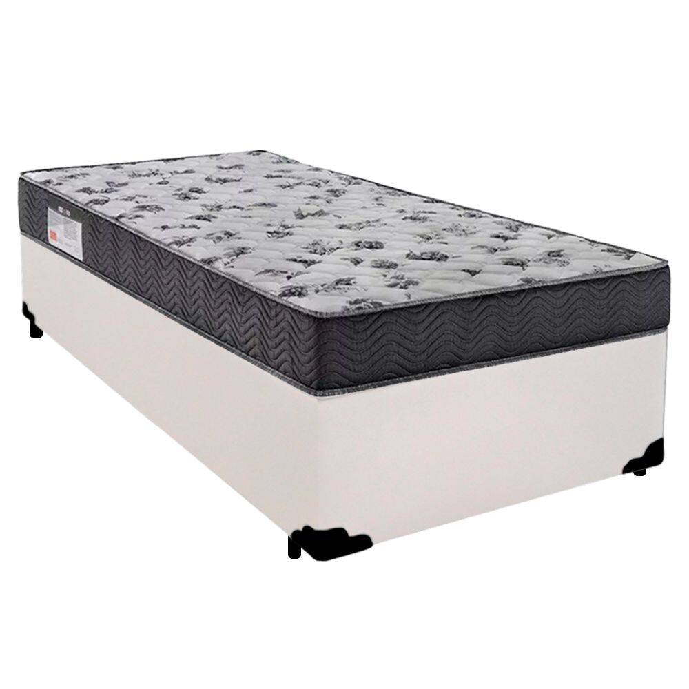 Cama Box Solteiro Sintético + Colchão De Espuma D33 - SerenePrime - 88cm Branco