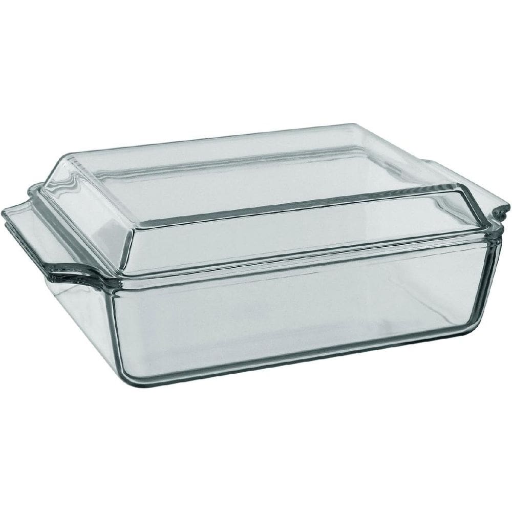 ASSADEIRA TRAVESSA RETANGULAR HOME&CO COM TAMPA VIDRO TEMPERADO 1,5L 9x27x18cm TRANSPARENTE