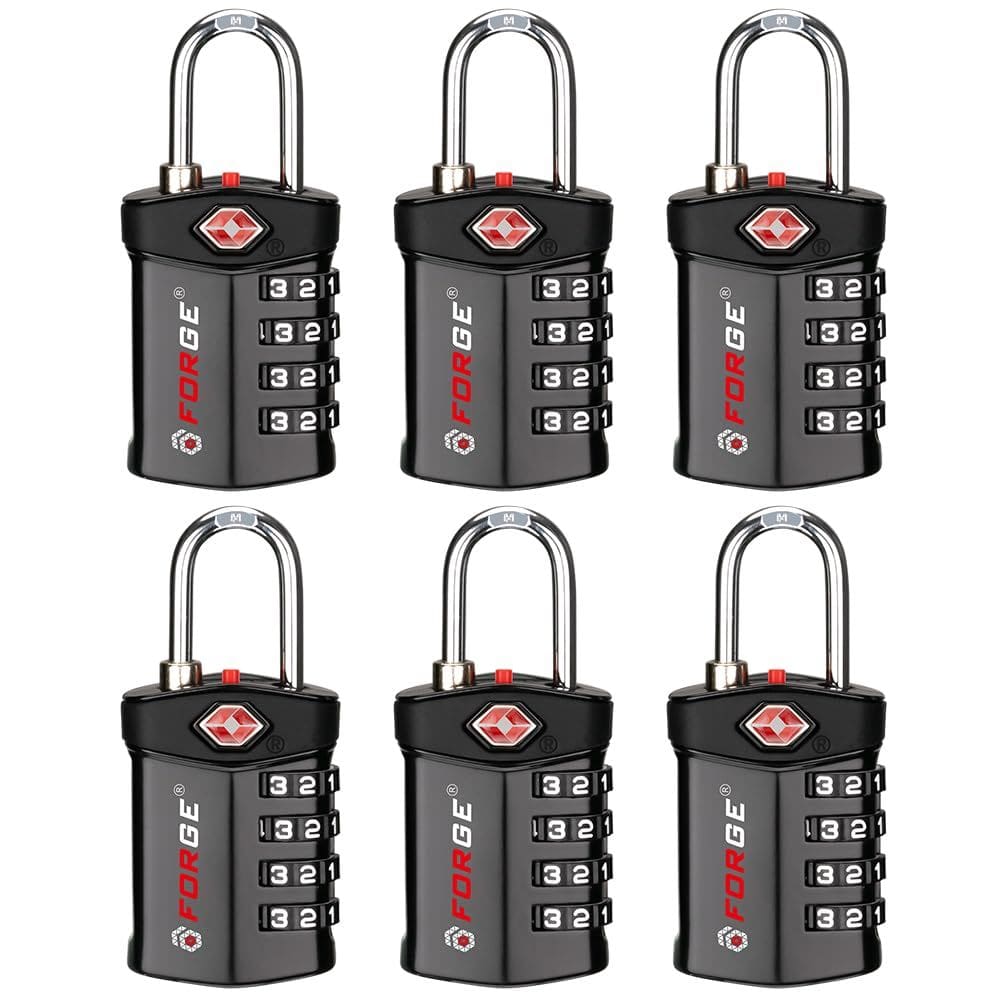 Fechaduras de bagagem aprovadas pela TSA Forge Black, pacote com 6