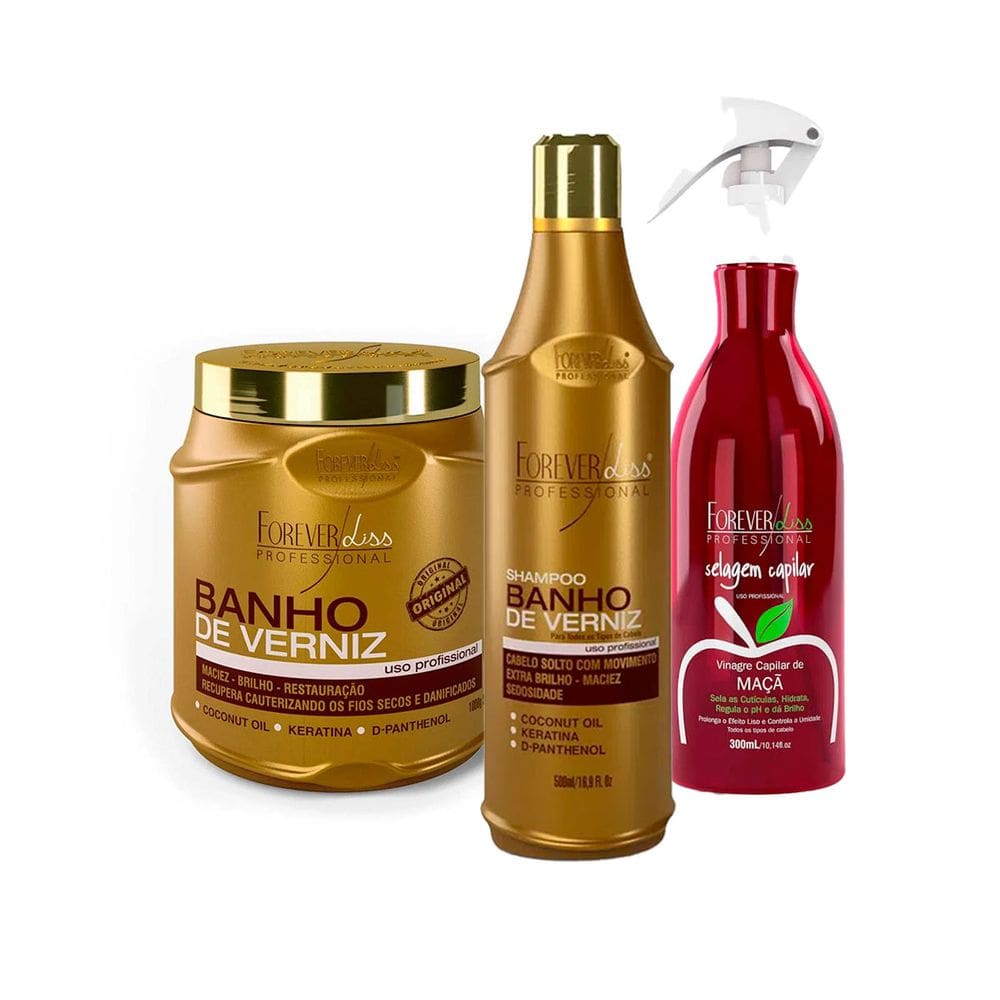 Kit Banho de Verniz e Vinagre de Maçã Forever Liss