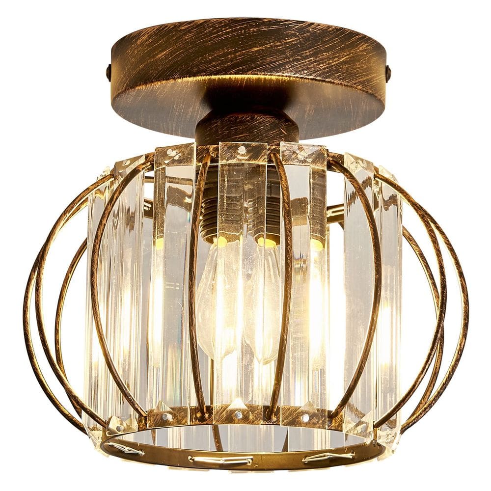 Luminária de teto YYJLX Semi Flush Mount Crystal Chandelier