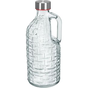 GARRAFA ÁGUA SUCO LEITE COM ALÇA HOME&CO TAMPA INOX VIDRO 1L 24x10x10cm TRANSPARENTE