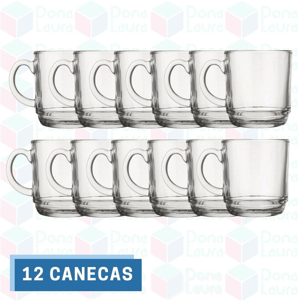 Conjunto 12 Canecas Vidro 250ML Chocolate Quente Cappuccino