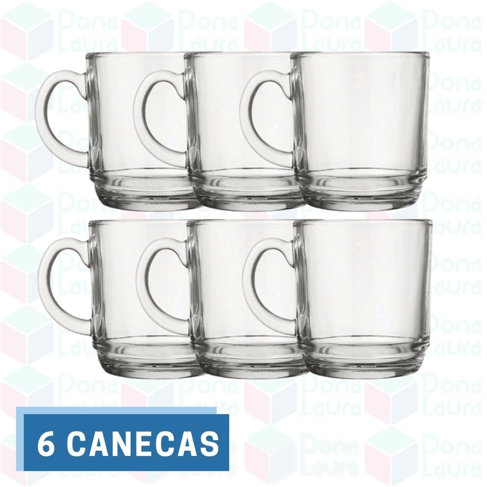 Conjunto 6 Canecas Transparente Vidro 250ML Chocolate Quente