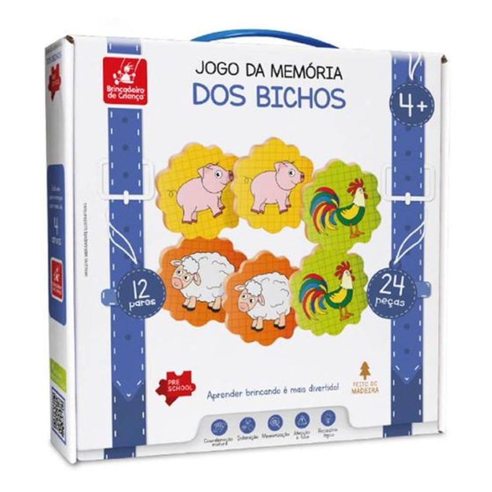 Jogo da Memória Dos Bichos 24 PÇ Brincadeira de Criança 2020