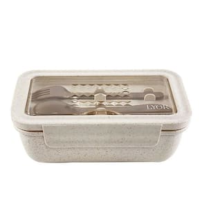 Marmita Hermética com Talheres de Bambu PP Off White 1,1L 220108 - Lyor