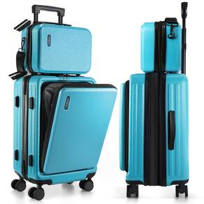 Bagagem de mão TRAVELARIM de 22 polegadas com rodas, expansível, azul-petróleo