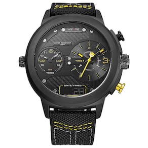 Relógio Masculino Weide Anadigi Wh6405B - Preto E Amarelo