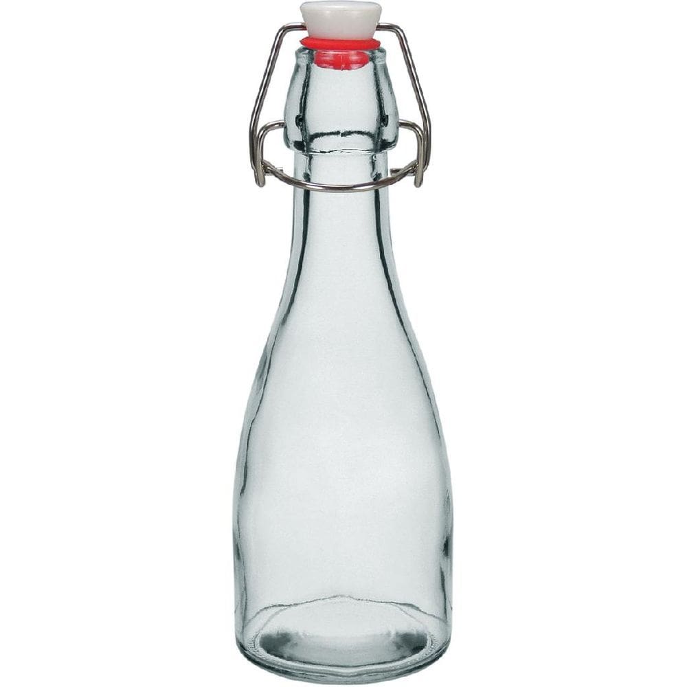GARRAFA ÁGUA SUCO LEITE HOME&CO COM TRAVA NA TAMPA VIDRO 250ml 21x7x7cm TRANSPARENTE