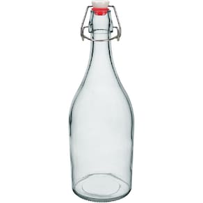 GARRAFA ÁGUA SUCO LEITE HOME&CO COM TRAVA NA TAMPA VIDRO 1L 29x9x9cm TRANSPARENTE