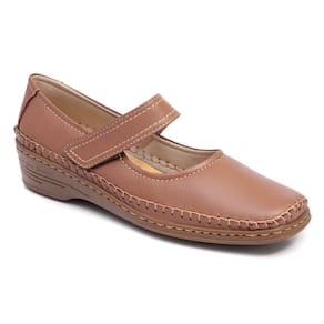 Sapato Sapatilha Feminin Couro Marrom Conforto Ortopédico