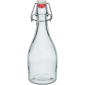 GARRAFA ÁGUA SUCO LEITE HOME&CO COM TRAVA NA TAMPA VIDRO 350ml 23x8x8cm TRANSPARENTE