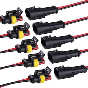 Conector impermeável de 2 pinos 16 AWG para carro, caminhão e barco (kit 5)