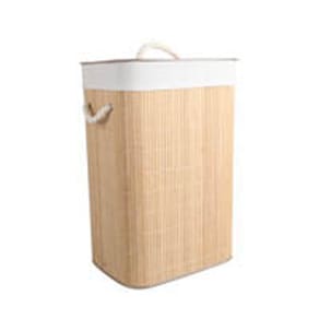 Cesto Retangular De Bambu Com Forro E Tampa 60Cm - Oikos