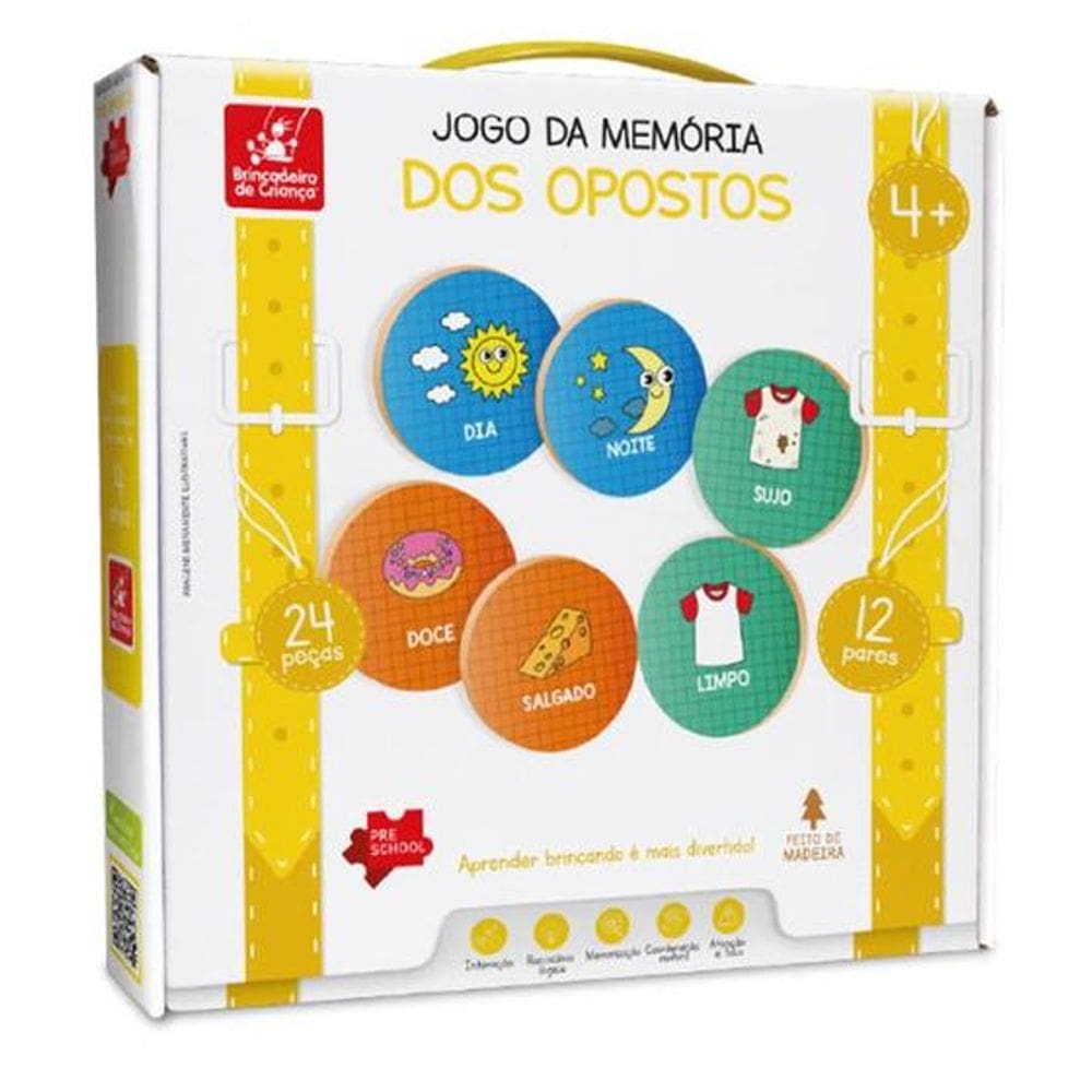 Jogo da Memória dos Opostos 24 PÇ Brincadeira de Criança 1467