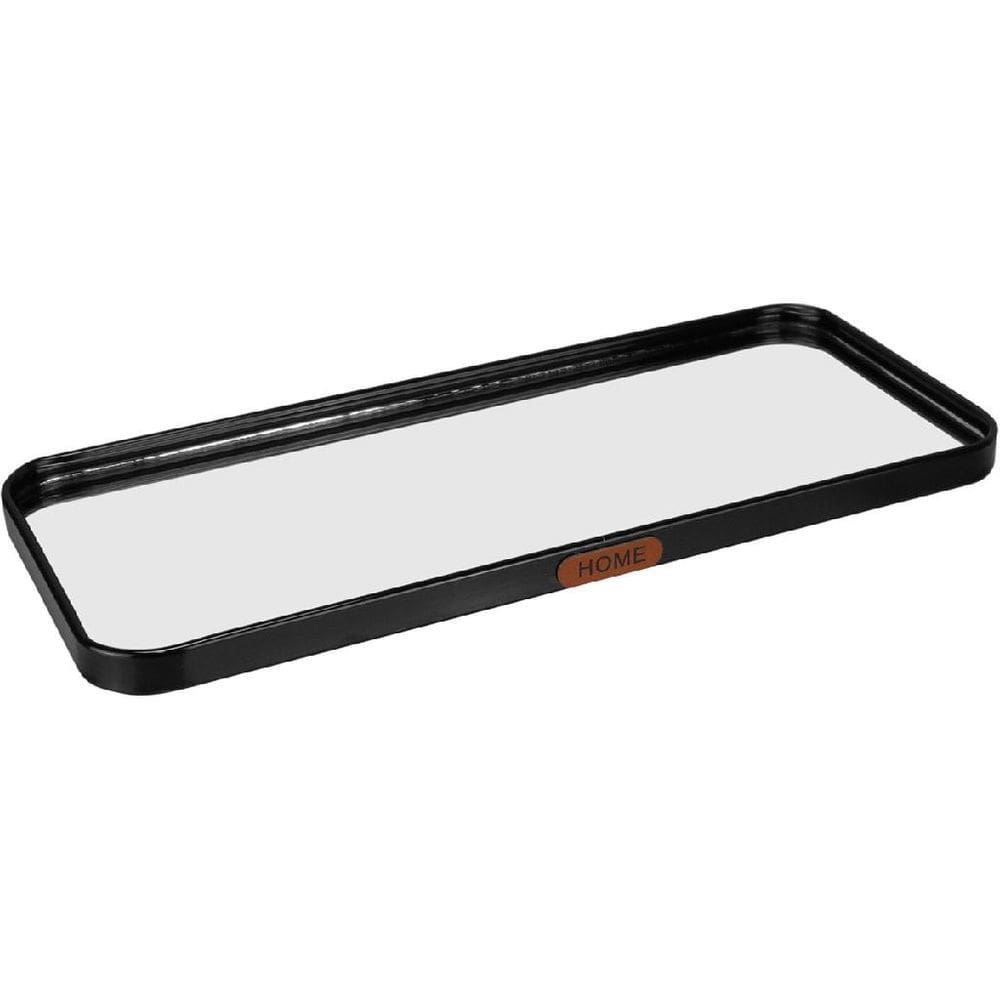 BANDEJA DECORATIVA PARA SERVIR RETANGULAR HOME&CO COM ESPELHO METAL 1x35x15cm PRETA