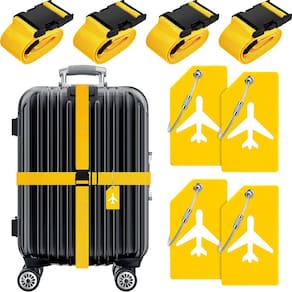 Conjunto de alças e etiquetas de bagagem, 8 unidades, aprovado pela TSA - amarelo