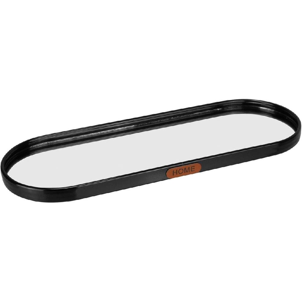 BANDEJA DECORATIVA PARA SERVIR OVAL HOME&CO COM ESPELHO METAL 1x35x12cm PRETA
