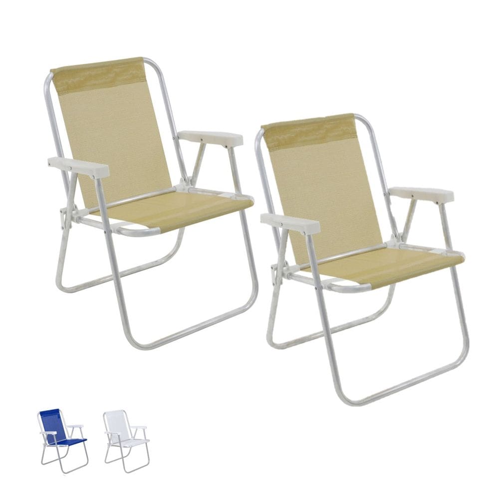 Kit 2 Cadeira de Praia Alta Alumínio Lazy Sannet - Belfix