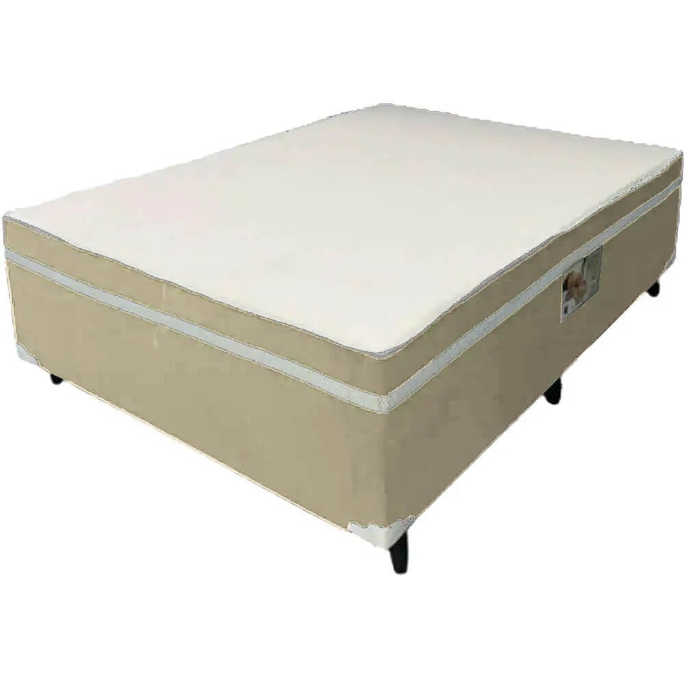 Cama Box Alto Nivel Casal com Molas Ensacadas 138x188x60cm Cor Bege