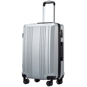 Mala de bagagem Coolife PC+ABS com TSA Lock Spinner, prata de 24 polegadas