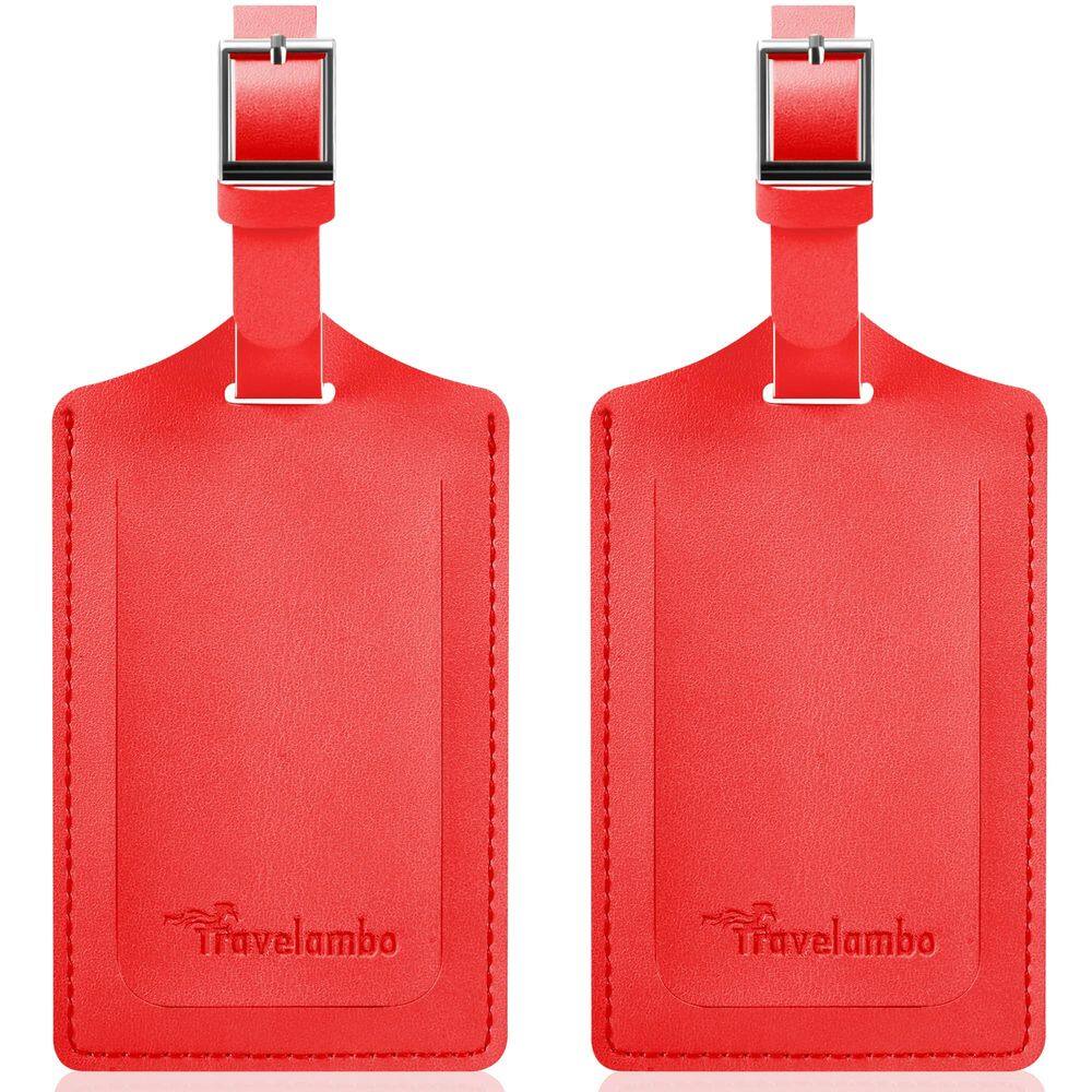 Etiquetas de bagagem Travelambo Faux Leather Privacy, pacote com 2 unidades vermelhas