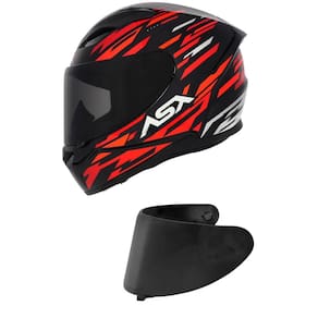 Capacete Asx City Arrow Preto Vermelho e Branco Mais Viseira Fumê