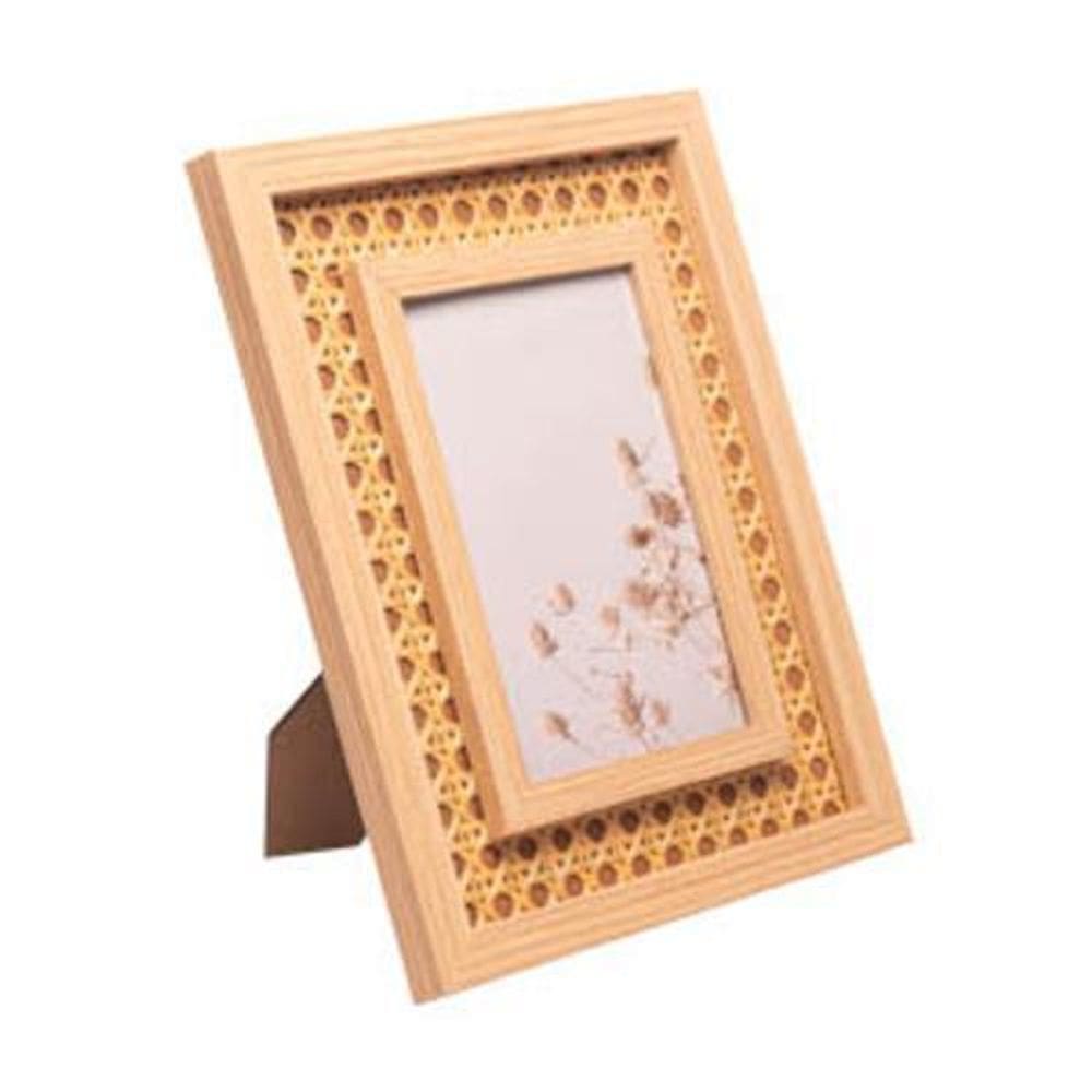 Porta Retrato Mdf 10X15Cm Palha Indiana Treliça De Bancada