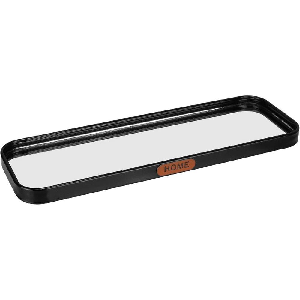 BANDEJA DECORATIVA PARA SERVIR RETANGULAR HOME&CO COM ESPELHO METAL 1x30x10cm PRETA